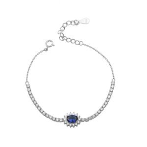 Βραχιόλι ριβιέρα με ροζέτα οβάλ και μπλέ ζιργκον