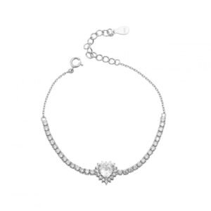 Βραχιόλι ριβιέρα με ροζέτα καρδιά